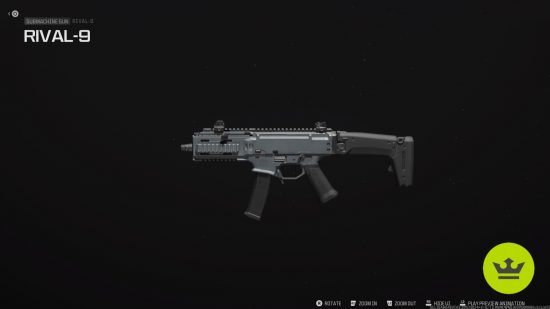 ベスト MW3 ロードアウト: 武器検査インターフェイスの Rival-9 SMG。