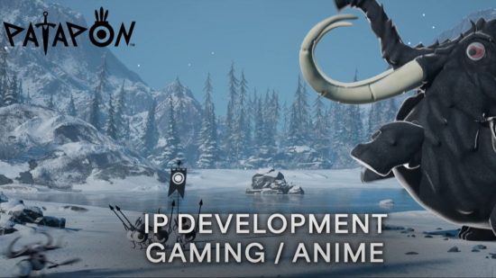 PS5 パタポンのリメイクが PSP で公開: パタポンの開発映像、冬の環境でキャラクターを踏みつけようとしているマンモスを示しています。