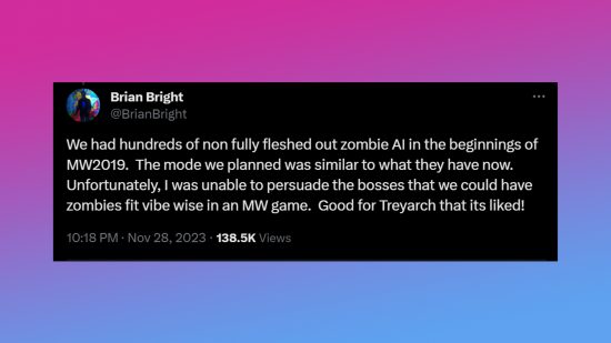 MW3 ゾンビーズ: Infinity Ward のブライアン ブライトからのツイート