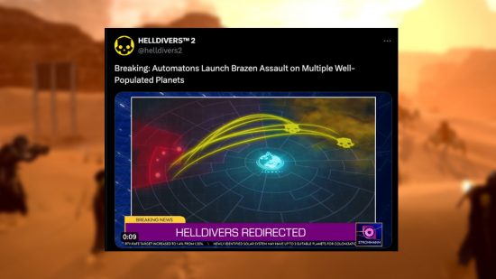 Helldivers 2 Invasions: Automaton Invasion の発表の画像。