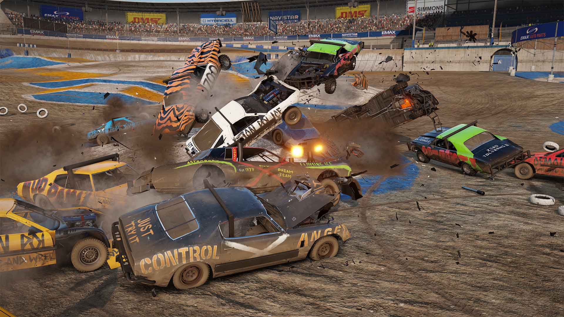 最高のレーシング ゲーム: Wreckfest で複数の車が衝突