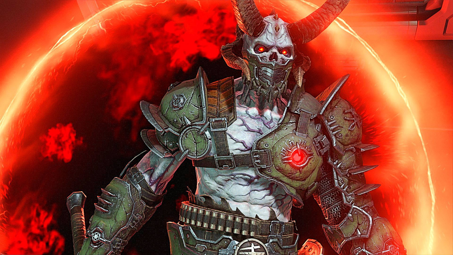 ベスト FPS ゲーム: Doom Eternal の炎のポータルの前にいる悪魔。